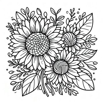 Desenho Lindos girassóis para Colorir