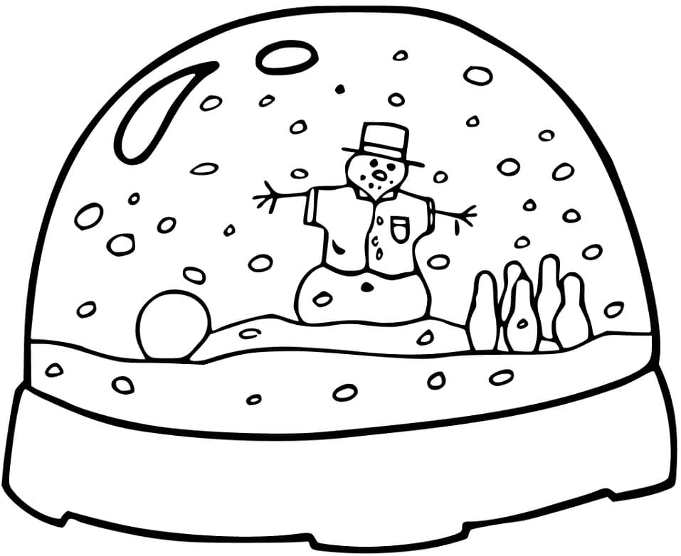Desenho de Globo de Neve Bonito para Colorir
