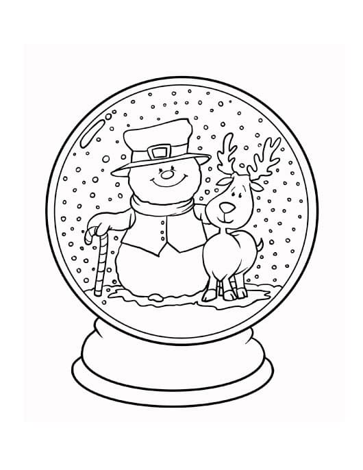 Desenho de Globo de Neve Clássico para Imprimir