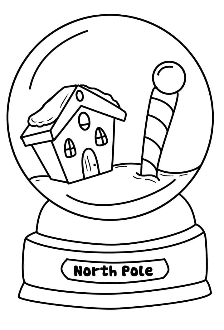 Desenho de Globo de Neve com Boneco de Neve para Imprimir