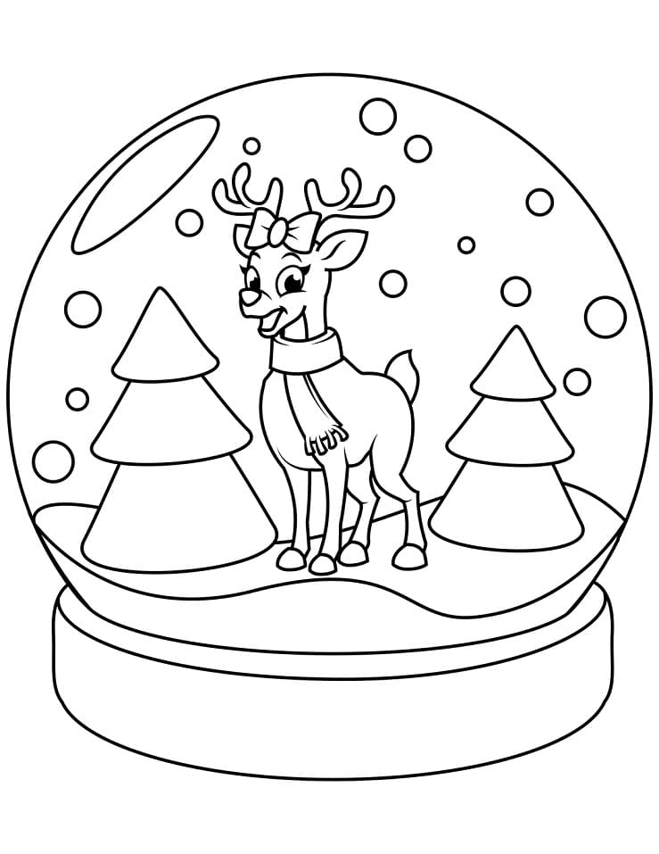 Desenho de Globo de Neve Decorado para Colorir