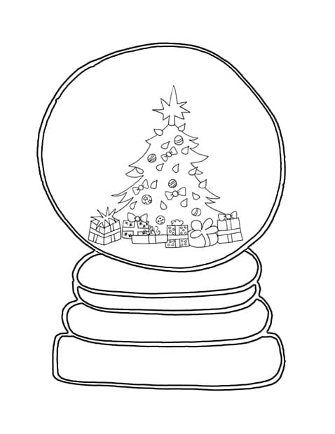Desenho de Globo de Neve Kawaii para Colorir Pdf