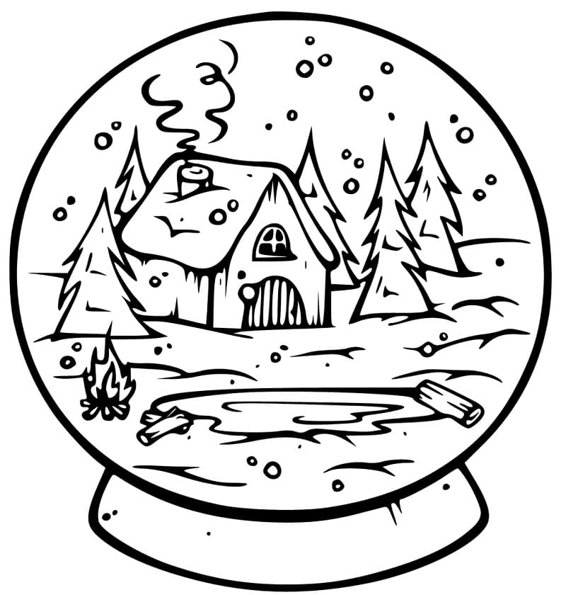 Desenho de Globo de Neve Mágico para Colorir