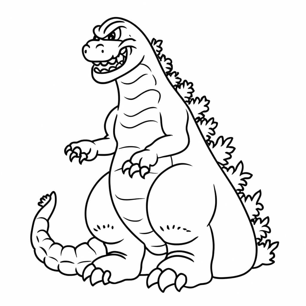 Desenho de Godzilla Muito Engraçado para Colorir
