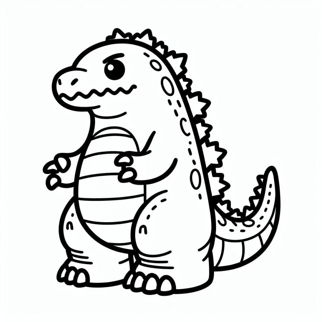 Desenho de Godzilla Muito Fofo para Colorir