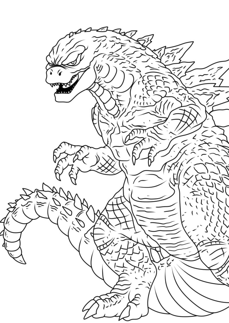 Desenho de Godzilla para Crianças de 1 Ano para Colorir