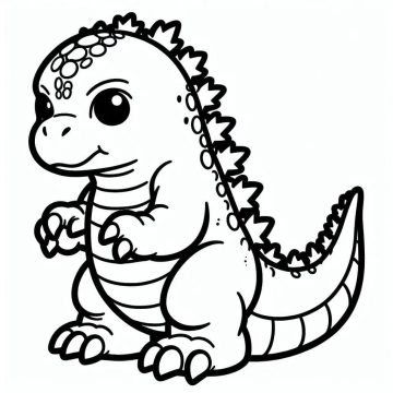 Desenho de Kawaii Godzilla para Colorir