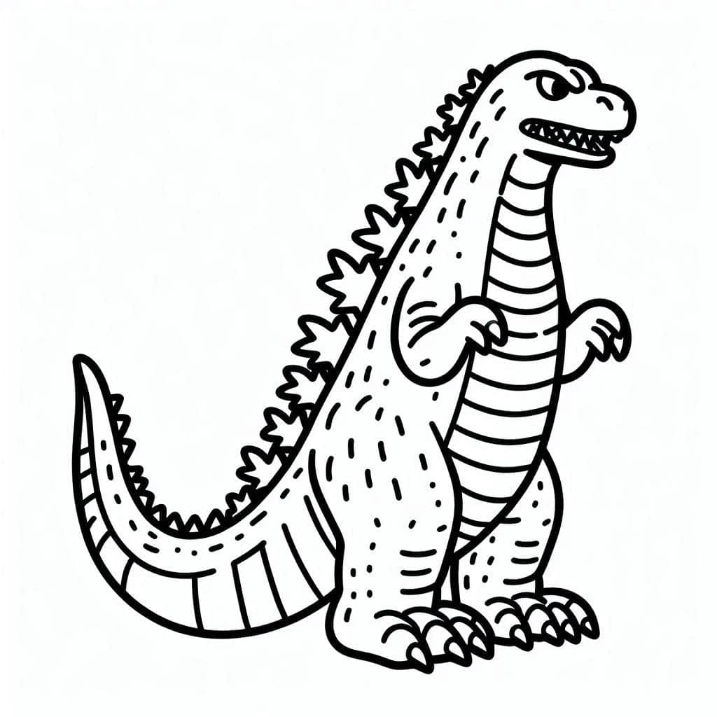 Desenho de Personagem Fictício Godzilla para Colorir