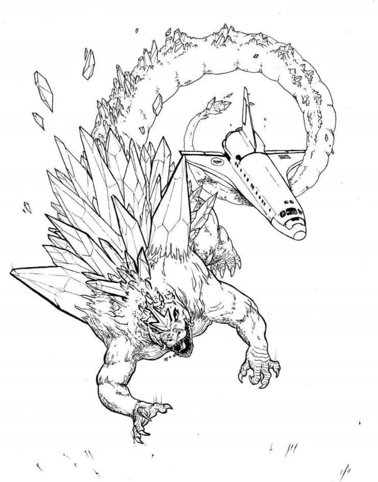 Desenho de Espaço Godzilla para Colorir