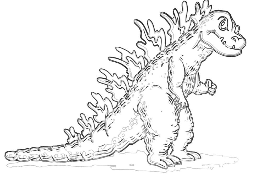 Desenho de Godzilla Animado para Colorir
