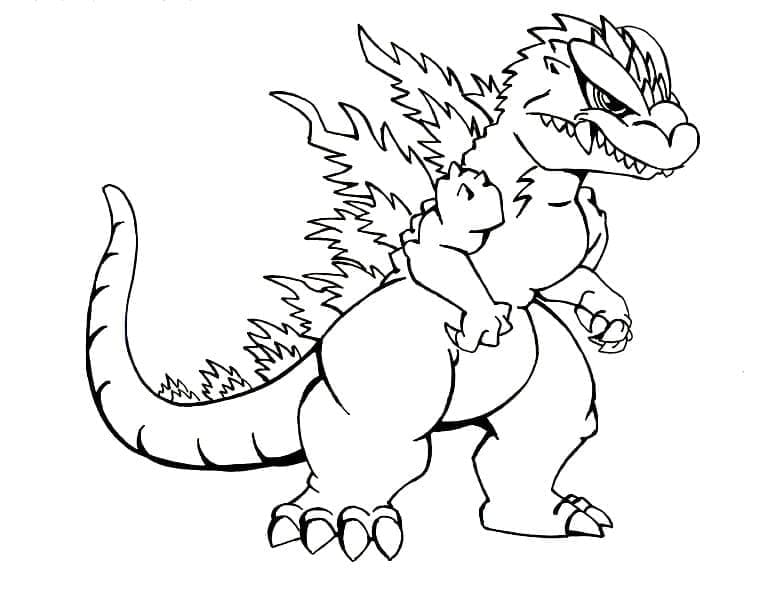Desenho de Godzilla de Desenho Animado para Colorir