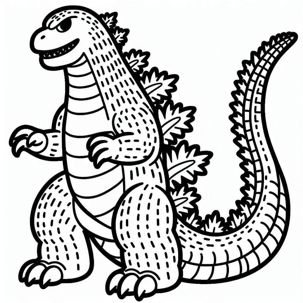 Desenho de Godzilla Detalhado para Colorir Pdf