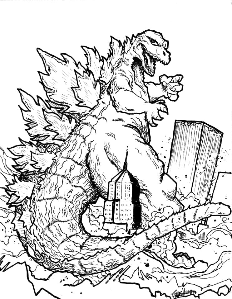 Desenho de Godzilla Imprimivel para Colorir