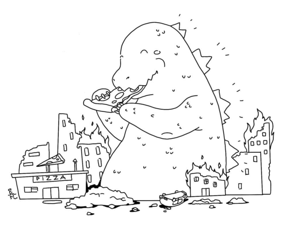 Desenho de Godzilla Kawaii para Colorir