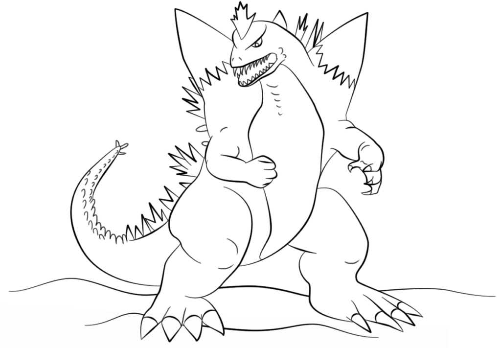 Desenho de Godzilla para Pintar Giz de Cera