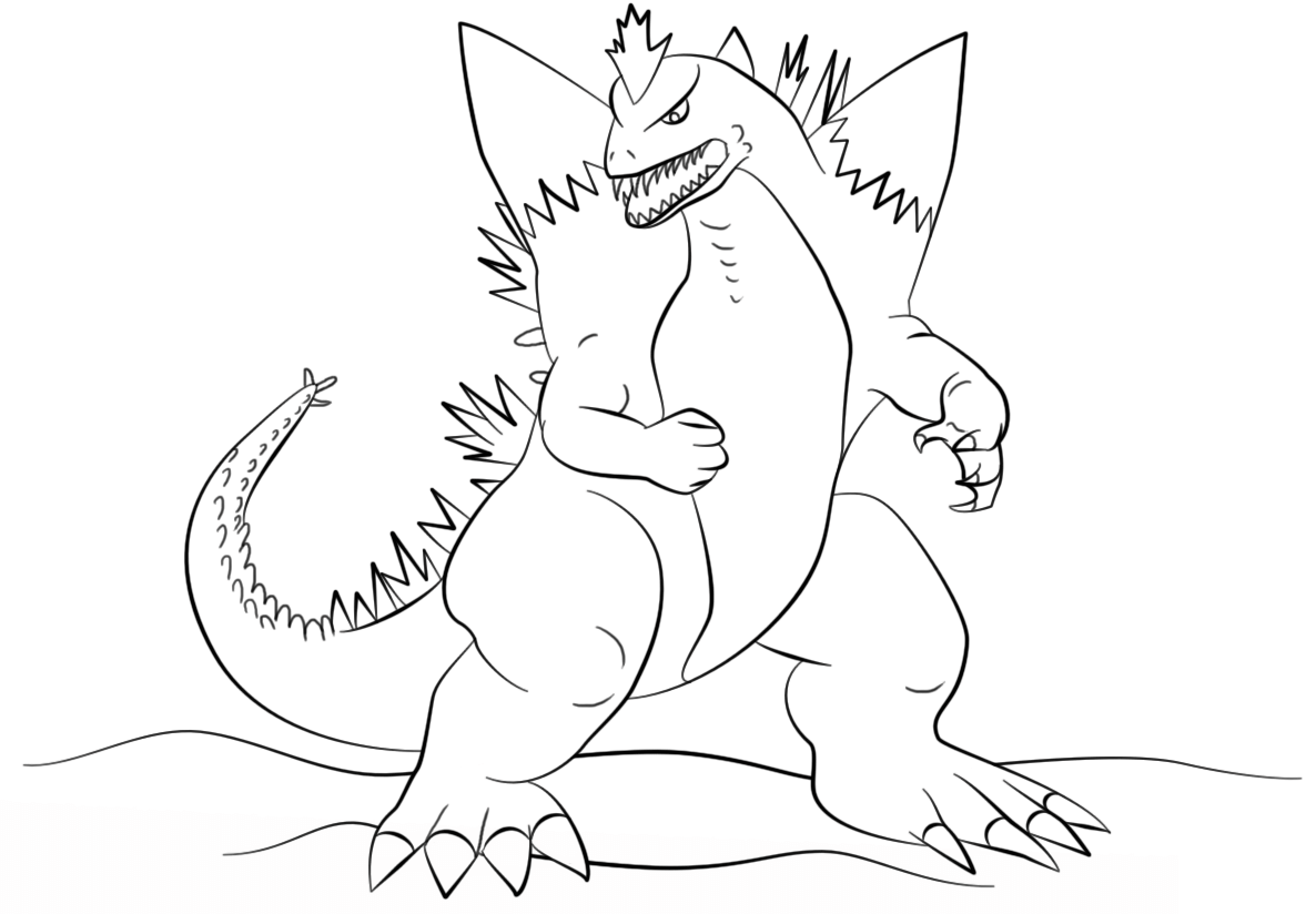 Desenho de Godzilla para Pintar Giz de Cera