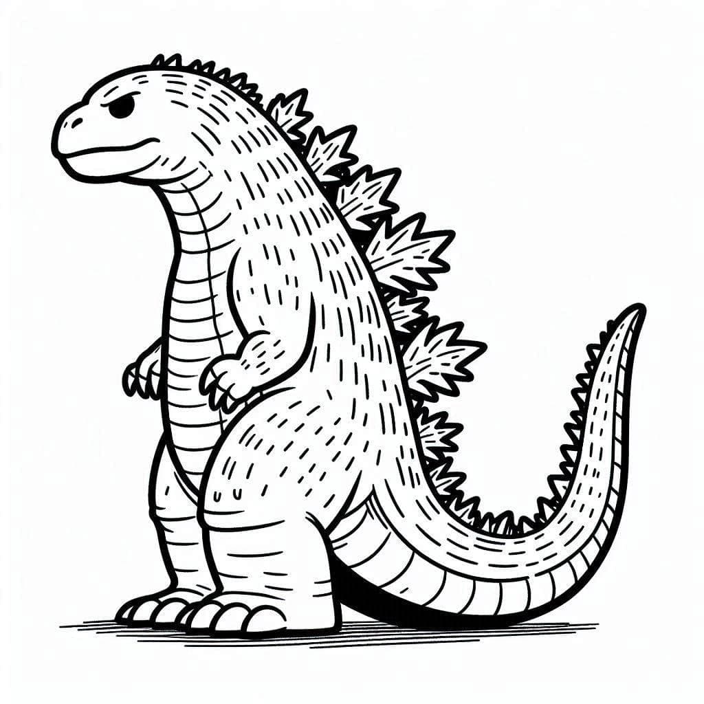 Desenho de Godzilla Poderoso para Colorir