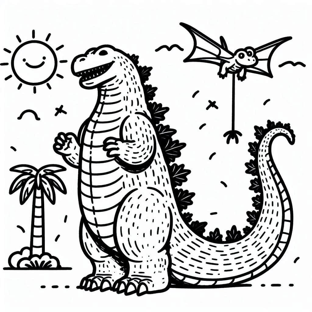 Desenho de Godzilla Realista para Imprimir
