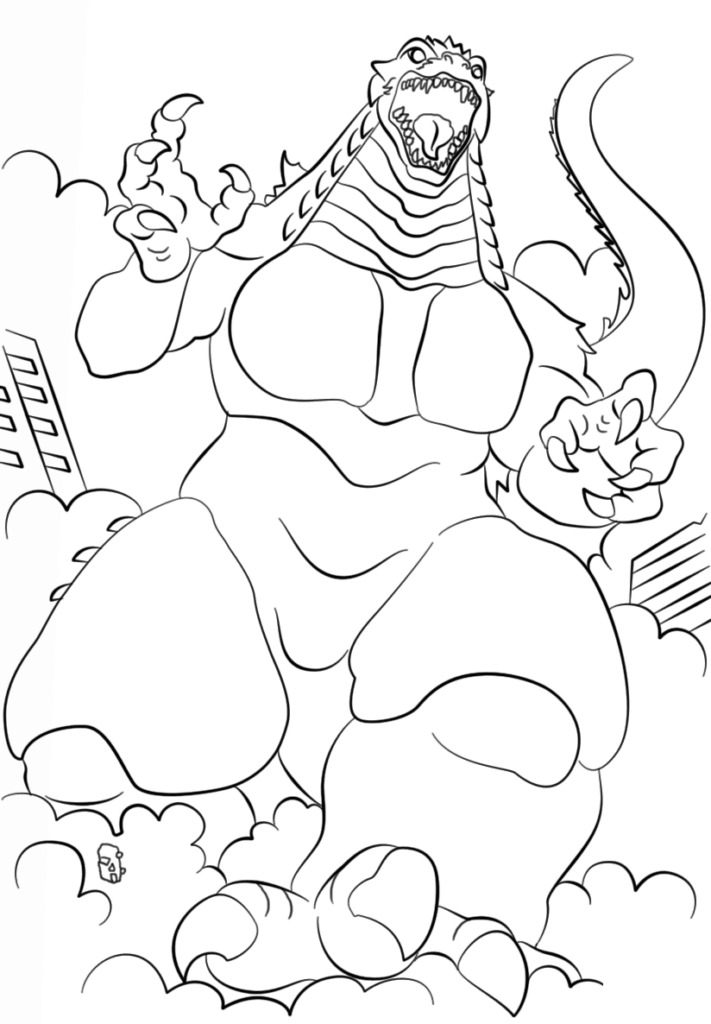 Desenho de Godzilla Simples para Colorir Pdf