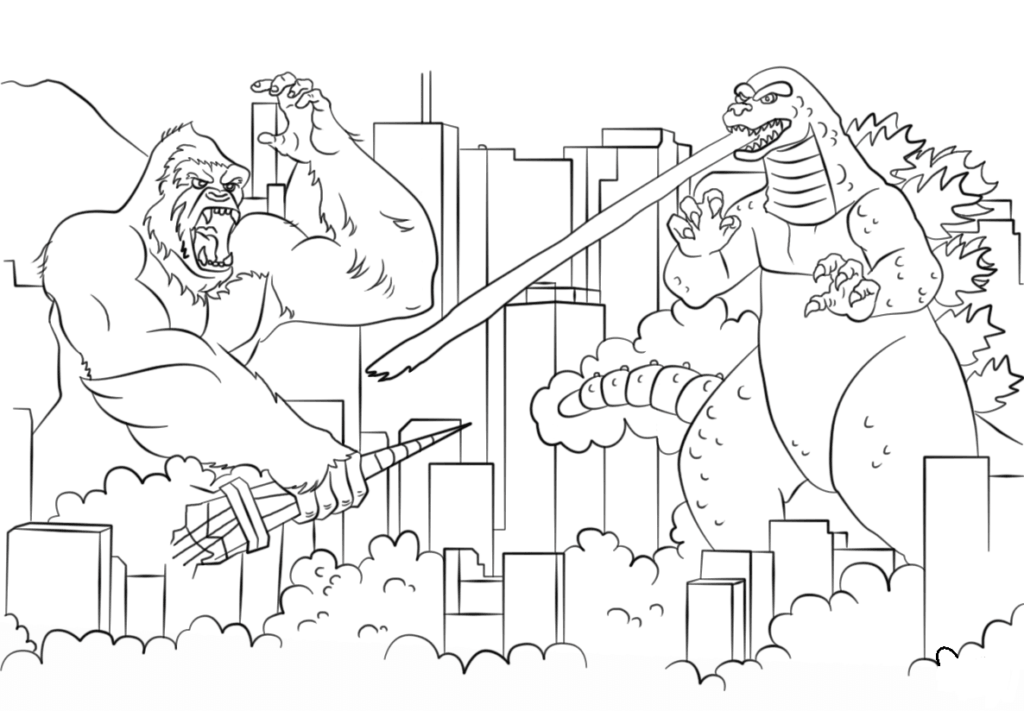 Desenho de Godzilla Vs King Kong para Colorir