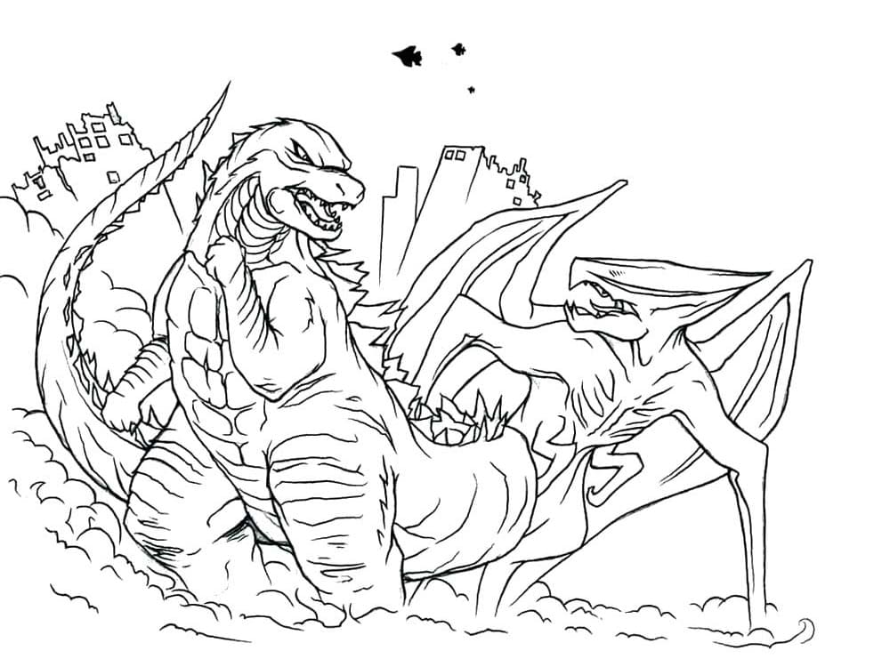 Desenho de Godzilla Vs Muto para Colorir