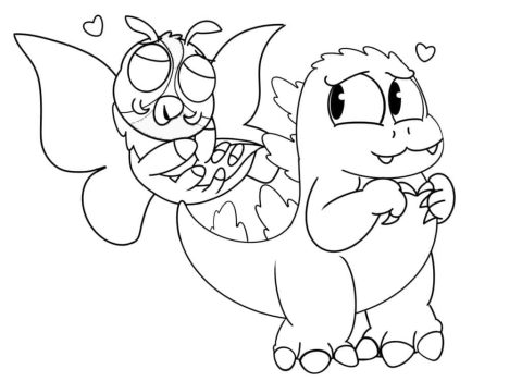 Desenho de Mothra e Godzilla Fofos para Colorir