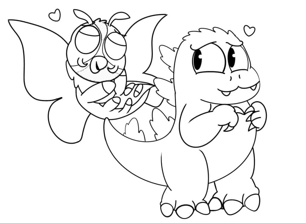 Desenho de Mothra e Godzilla Fofos para Colorir