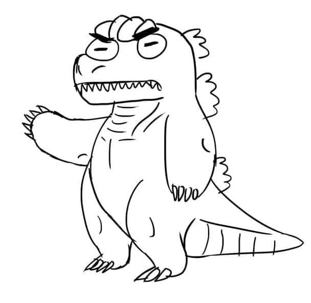 Desenho de Pequeno Godzilla para Colorir