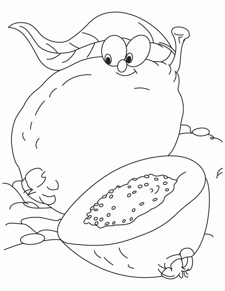 Desenho de Goiaba Feliz para Colorir