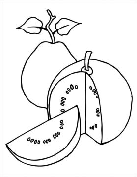 Desenho de Goiabas grátis para crianças para Colorir