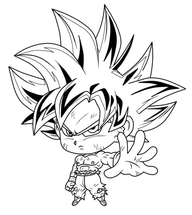 Desenho de Chibi Goku Instinto Superior para Colorir