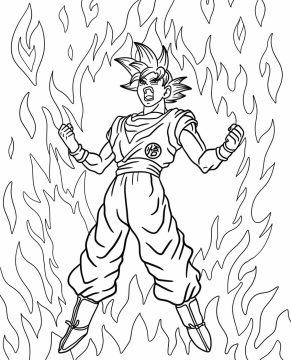 Desenho de Goku Instinto Superior Poderoso para Colorir