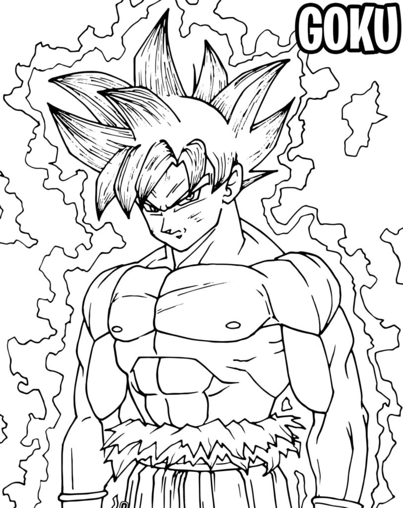 Desenho de Son Goku Instinto Superior para Colorir