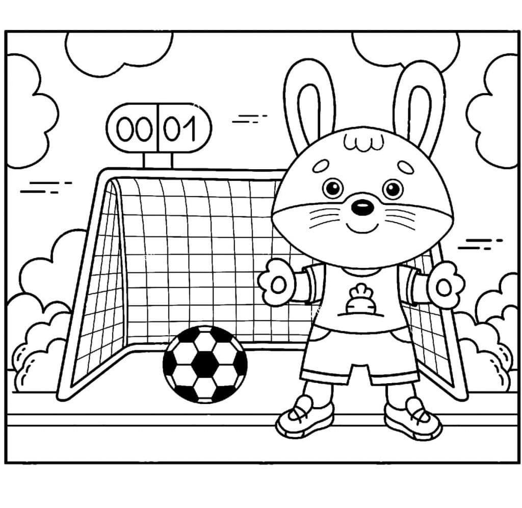 Desenho de Coelho Goleiro para Colorir