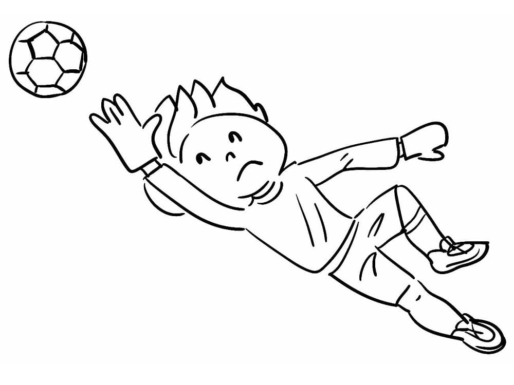 Desenho de Menino Goleiro para Colorir