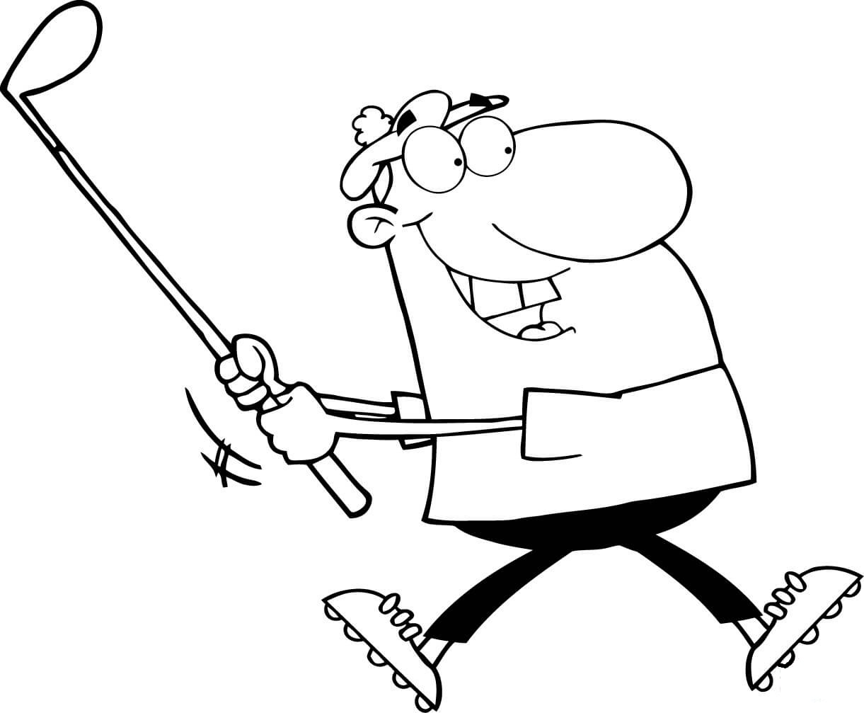 Desenho de Homem Muito Feliz Jogando Golfe Paracolorir