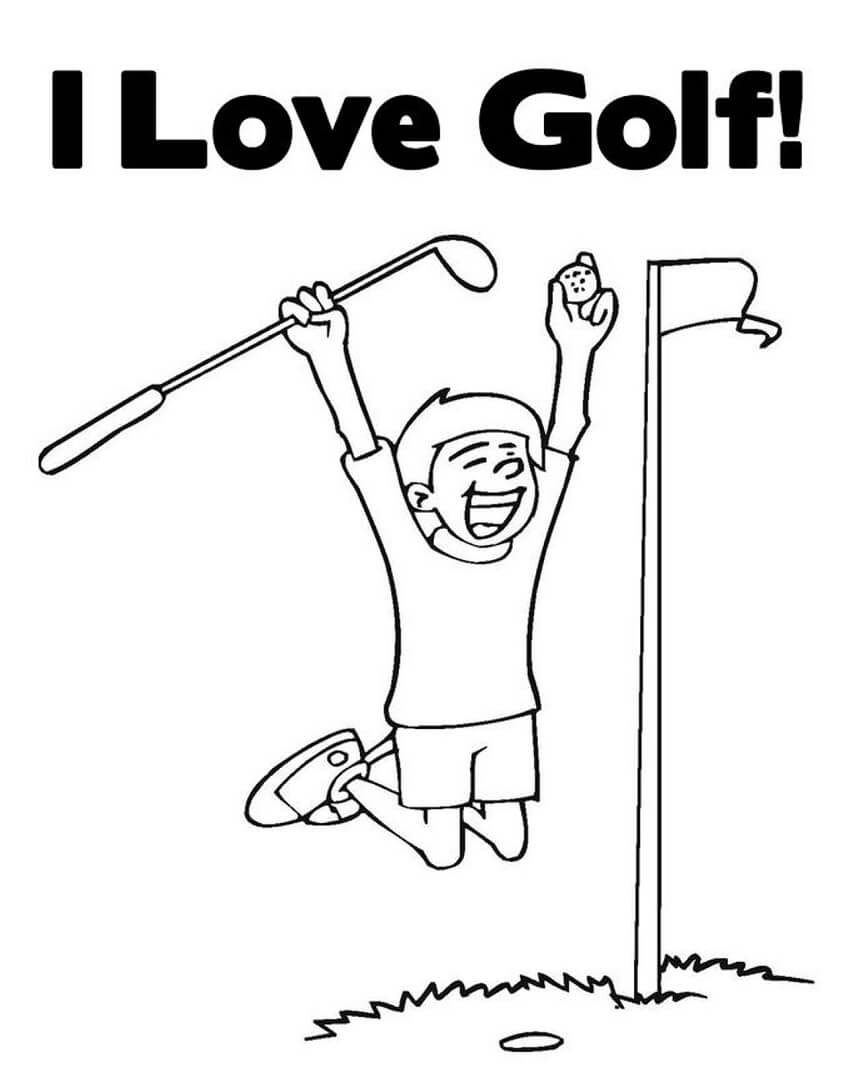 Desenho de Menino Jogando Golfe para Colorir 8