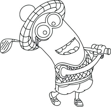 Desenho de Minion em Partida de Golfe para Pintar grátis