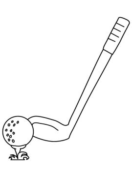 Desenho de Taco e Bola de Golfe fácil para Colorir