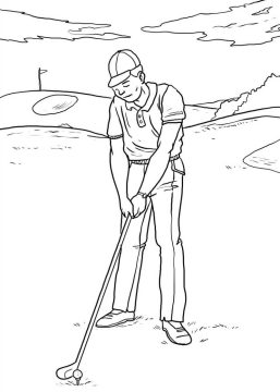 Desenho Pdf de Homem Jogando Golfe para Colorir