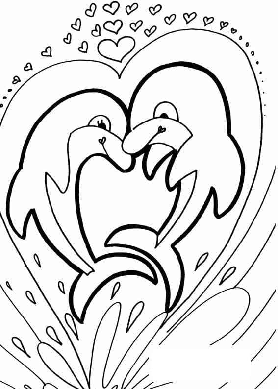 Desenho de Casal de Golfinhos para Colorir