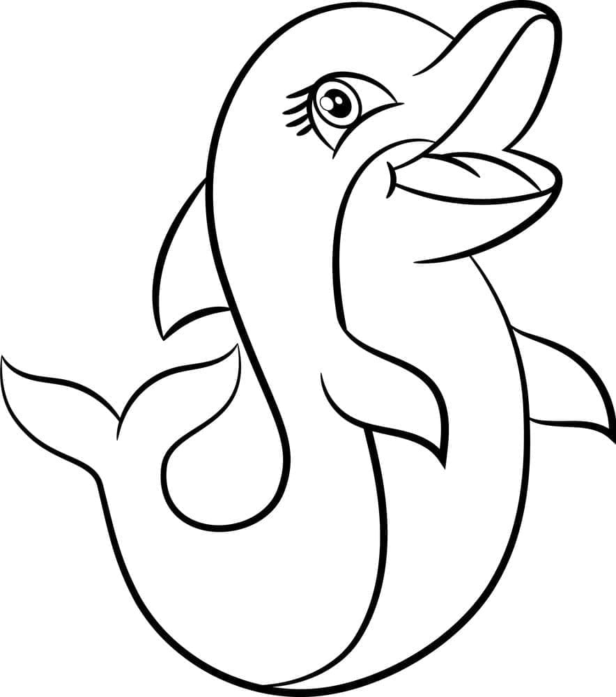 Desenho de Golfinho Alegre para Colorir
