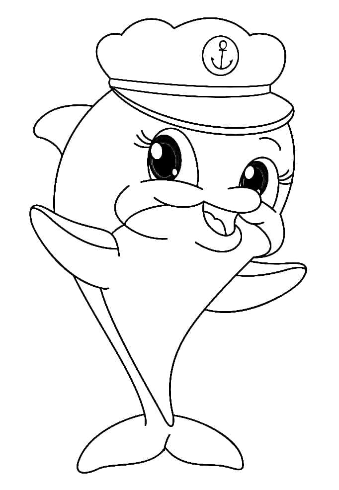 Desenho de Golfinho Kawaii para Colorir