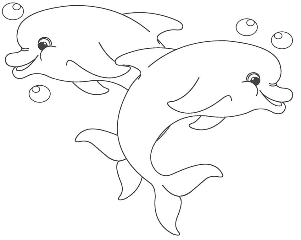 Desenho de Golfinhos Felizes para Colorir