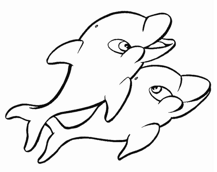Desenho de Golfinhos Fofos para Colorir