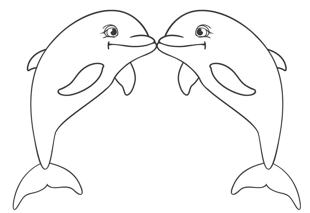 Desenho de um Casal de Golfinhos para Colorir