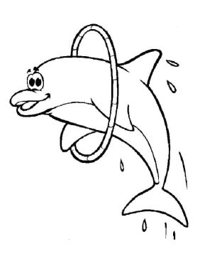 Desenho de Um Golfinho Alegre para Colorir
