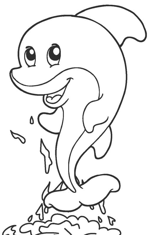 Desenho de um Golfinho Fofo para Colorir
