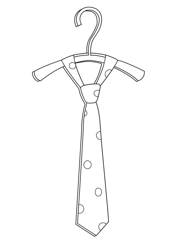 Desenho de Gravata de Bolinha no Cabide para Colorir