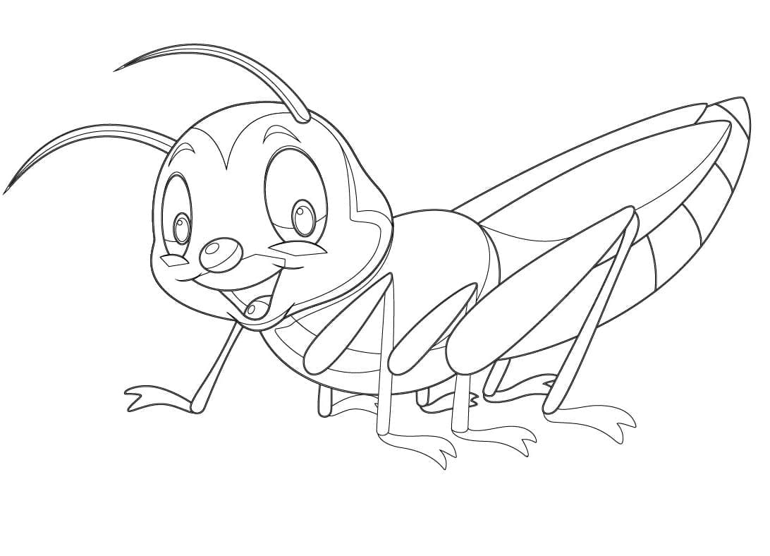 Desenho de Grilo Adorável para Colorir